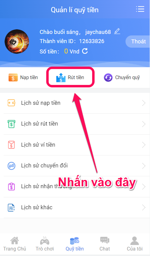 số đỏ rút tiền